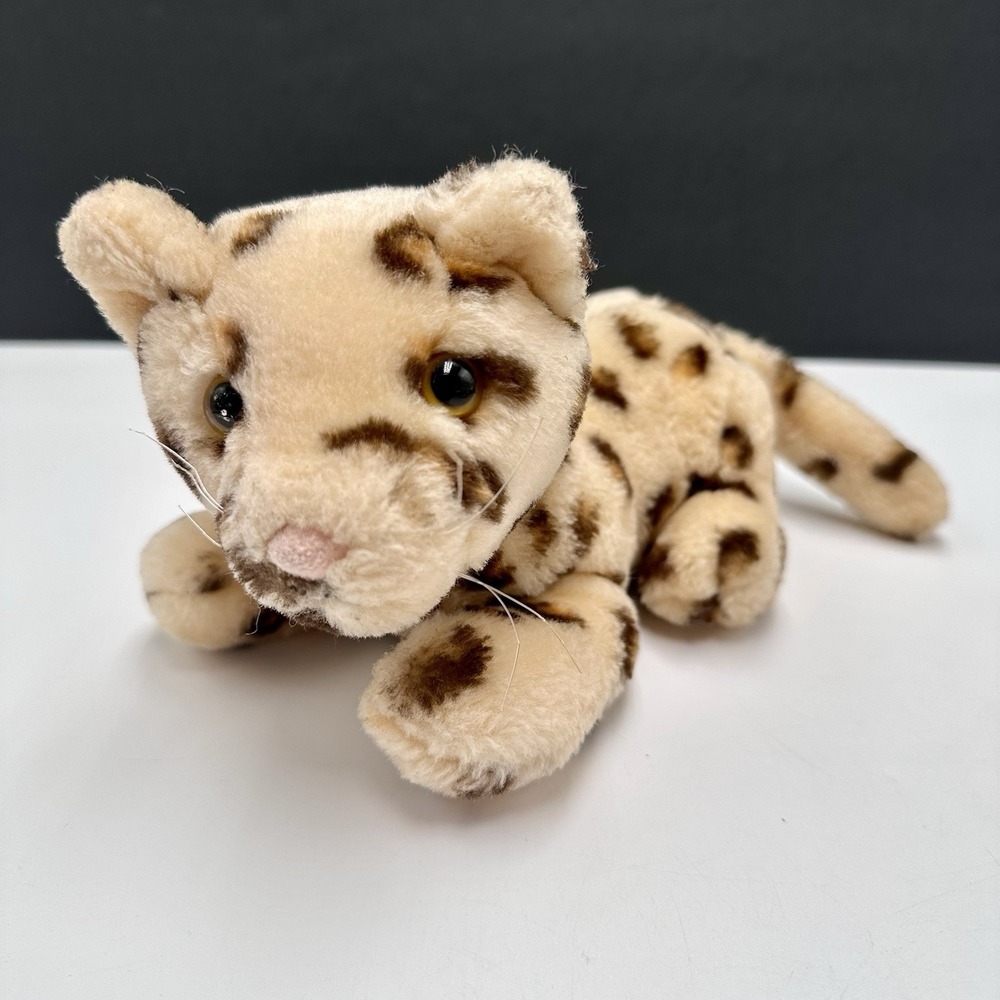 Vintage Dakin Cheetah Leopard Cub Plush Stuffed Animal 8" W Tail Laying 1986
